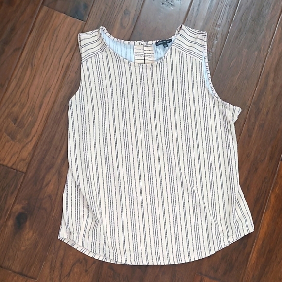Adrianna Papell Light Pink & Black Striped Sleeveless Top size Large - Picture 1 of 7